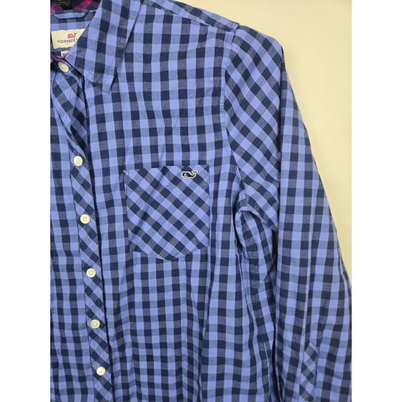 Vineyard Vines Wmns Gingham Button Up Shirt‎ Lng Sleeve Cotton Cashmere size 8 - Picture 3 of 8